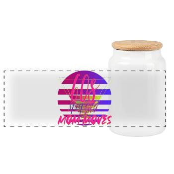 60s Mom Moves Retro Neon Design - Panoramic Cookie Jar with Wooden Lid - white - Front