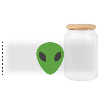 Alien vert - Boîte à biscuits avec couvercle en bois - blanc - Devant