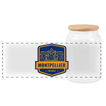 Montpellier Frankreich Abzeichen - Panorama Keksdose mit Holzdeckel - Weiß - Vorne