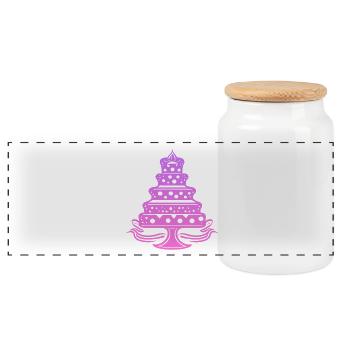 Cake, cake, baking - Panoramic Cookie Jar with Wooden Lid - white - Front