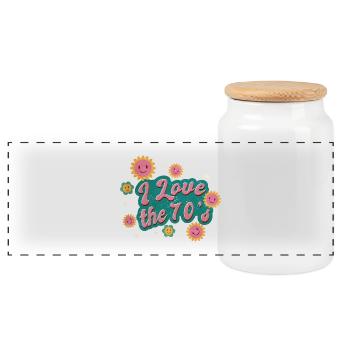 J'adore le design vintage des années 70 - Boîte à biscuits avec couvercle en bois - blanc - Devant
