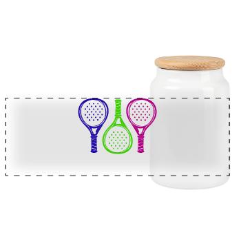 Padel Sport Racket Padel Game Serve Leisure - Panoramic Cookie Jar with Wooden Lid - white - Front