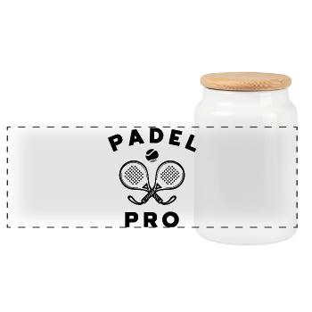 Sportart Spieler Padel Padelspiel Ball Racket - Panorama Keksdose mit Holzdeckel - Weiß - Vorne