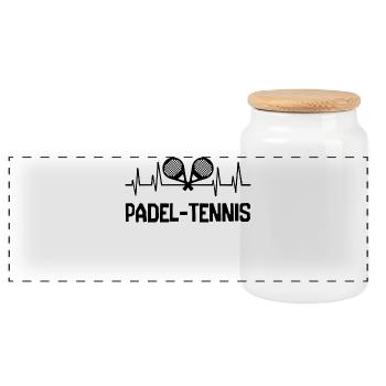 Padelspiel Padel-Tennis Spruch Schläger Spieler - Panorama Keksdose mit Holzdeckel - Weiß - Vorne