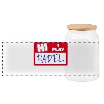 Padel Player Statement Butterfly Ball Sport - Panoramic Cookie Jar with Wooden Lid - white - Front
