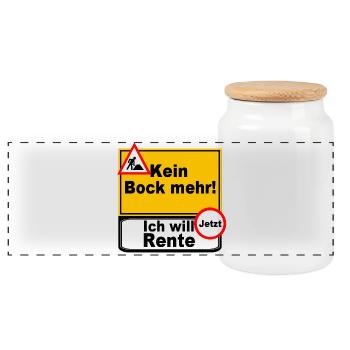 Kein Bock Mehr Renten Jetzt - Panorama Keksdose mit Holzdeckel - Weiß - Vorne