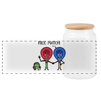 Déclaration du joueur de raquette Balles de padel Équipe de padel - Boîte à biscuits avec couvercle en bois - blanc - Devant