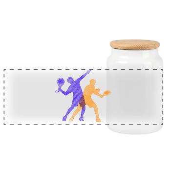 Padel Training Player Trainer Padel Game Racket - Panoramic Cookie Jar with Wooden Lid - white - Front