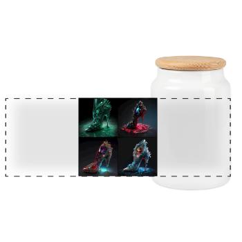 Extreme stiletto heels - Panoramic Cookie Jar with Wooden Lid - white - Front