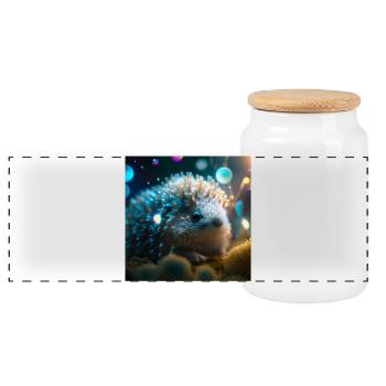 Photo macro creature 03 - Panoramic Cookie Jar with Wooden Lid - white - Front