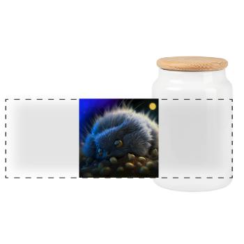 Foto Makro Kreatur 07 - Panorama Keksdose mit Holzdeckel - Weiß - Vorne