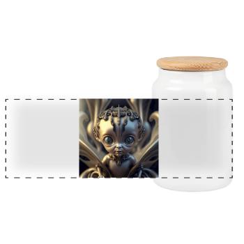 Photo macro creature 13 - Panoramic Cookie Jar with Wooden Lid - white - Front