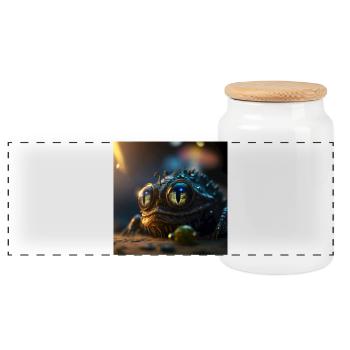 Foto Makro Kreatur 01 - Panorama Keksdose mit Holzdeckel - Weiß - Vorne