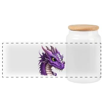 Purple Fantasy Dragon - Panoramic Cookie Jar with Wooden Lid - white - Front