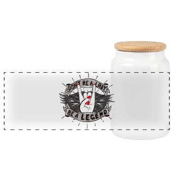 Don't be a Lady. Be a Legend! - Panoramic Cookie Jar with Wooden Lid - white - Front