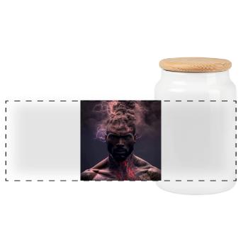 Portrait elektrik 01 - Boîte à biscuits avec couvercle en bois - blanc - Devant