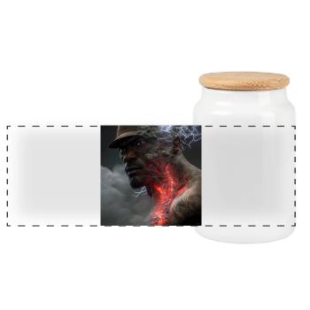 Portrait elektrik 02 - Boîte à biscuits avec couvercle en bois - blanc - Devant