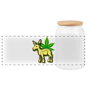 Cannabiche 05 avec typo - Boîte à biscuits avec couvercle en bois - blanc - Devant