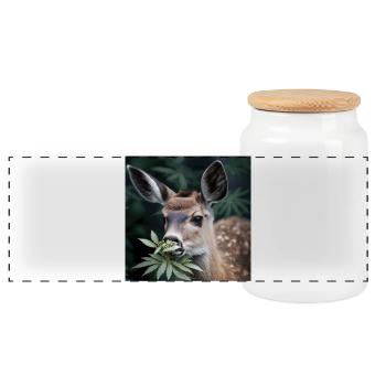 Cannabiche 07 without typo - Panoramic Cookie Jar with Wooden Lid - white - Front