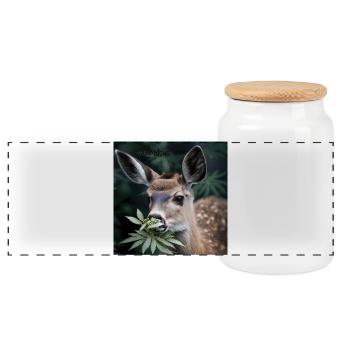 Cannabiche 07 with typo - Panoramic Cookie Jar with Wooden Lid - white - Front