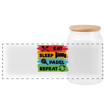 Leisure Player Padel Statement Sport Padel Game - Panoramic Cookie Jar with Wooden Lid - white - Front