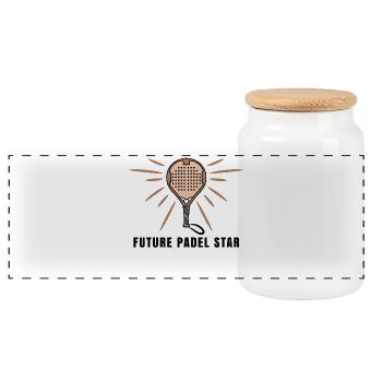 Padel Player Racket Padel Game Statement Sport - Panoramic Cookie Jar with Wooden Lid - white - Front