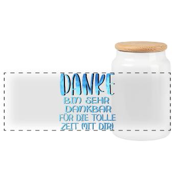 Abschiedsgeschenke - TOLLE ZEIT MIT DIR SPRÜCHE - Panorama Keksdose mit Holzdeckel - Weiß - Vorne