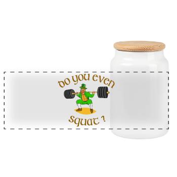 Lepréchaun Puissance Do You Squat - Boîte à biscuits avec couvercle en bois - blanc - Devant