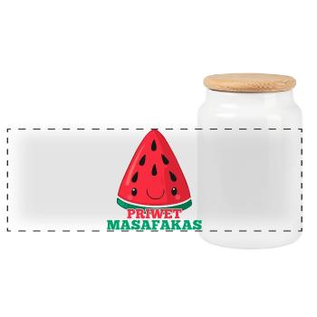 Cadeau de pastèque de Priwet Masafaka - Boîte à biscuits avec couvercle en bois - blanc - Devant