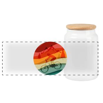 Rainbow Ridge MTB Rider - Panoramic Cookie Jar with Wooden Lid - white - Front