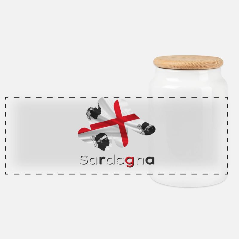 Flagge Sardinien - Panorama Keksdose mit Holzdeckel - Weiß
