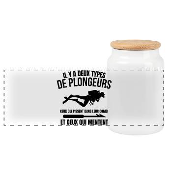 plongée sous-marine, fan de plongée - Boîte à biscuits avec couvercle en bois - blanc - Devant