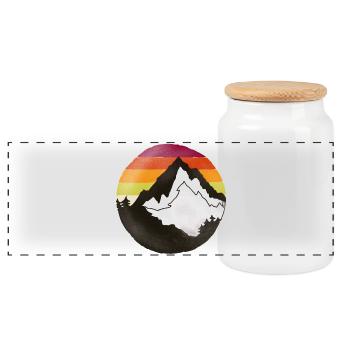 Silhouette de montagne, rétro vintage, randonnée - Boîte à biscuits avec couvercle en bois - blanc - Devant