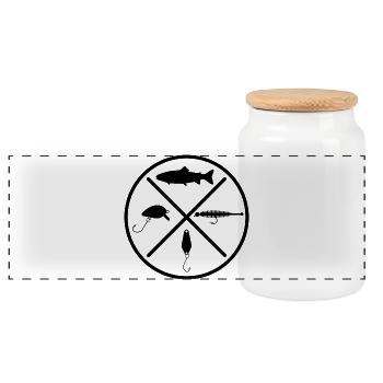 Leurres de truite - Boîte à biscuits avec couvercle en bois - blanc - Devant