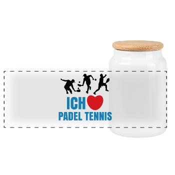 Sport Statement Heart I love padel players - Panoramic Cookie Jar with Wooden Lid - white - Front