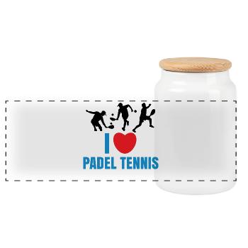 Padel Tennis Heart I Love Padel Statement Sport - Panoramic Cookie Jar with Wooden Lid - white - Front