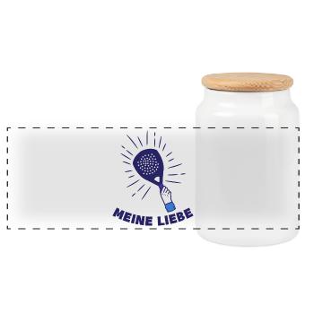 Racket Player Padel Tournament Statement Sport - Panoramic Cookie Jar with Wooden Lid - white - Front