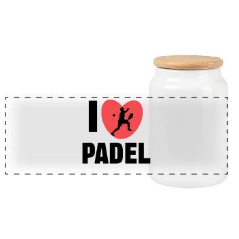 Herz Spieler Statement Ich Liebe Padel Sportart - Panorama Keksdose mit Holzdeckel - Weiß - Vorne