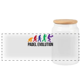Padelspiel Padel Evolution Sportart Statement - Panorama Keksdose mit Holzdeckel - Weiß - Vorne
