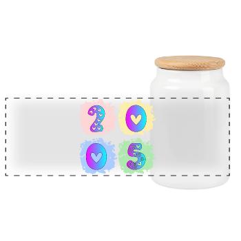 Year of birth 2005 - 21st birthday - Panoramic Cookie Jar with Wooden Lid - white - Front