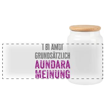 i bi amoi grundsätzlich aundara Meinung, Dialekt - Panorama Keksdose mit Holzdeckel - Weiß - Vorne