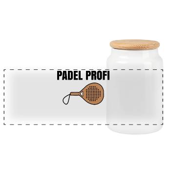Sport Player Padel Statement Racket Tournament - Panoramic Cookie Jar with Wooden Lid - white - Front