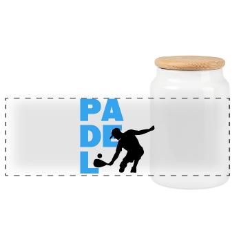 Padel Game Spiler Statement Balls Racket Padel - Panoramic Cookie Jar with Wooden Lid - white - Front