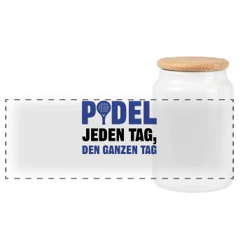 Padel Training Schläger Statement Sportart Tennis - Panorama Keksdose mit Holzdeckel - Weiß - Vorne