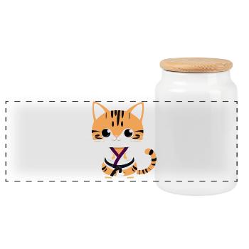 Chatons de karaté - Boîte à biscuits avec couvercle en bois - blanc - Devant