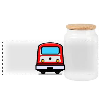 Subway, locomotive, train - Panoramic Cookie Jar with Wooden Lid - white - Front