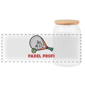 Padelspiel Racket Ball Statement Freizeit Padel - Panorama Keksdose mit Holzdeckel - Weiß - Vorne