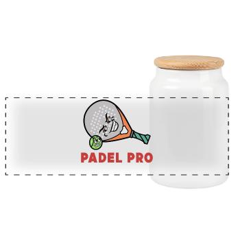 Racket Padel Statement Balls Padel Game Sport - Panoramic Cookie Jar with Wooden Lid - white - Front