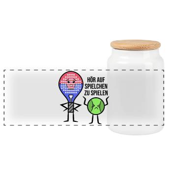 Padel Schläger Bälle Rückschlag Statement Tennis - Panorama Keksdose mit Holzdeckel - Weiß - Vorne