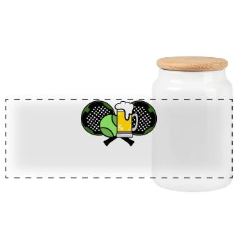 Racket Padel Sport Balls Padel Tennis - Panoramic Cookie Jar with Wooden Lid - white - Front